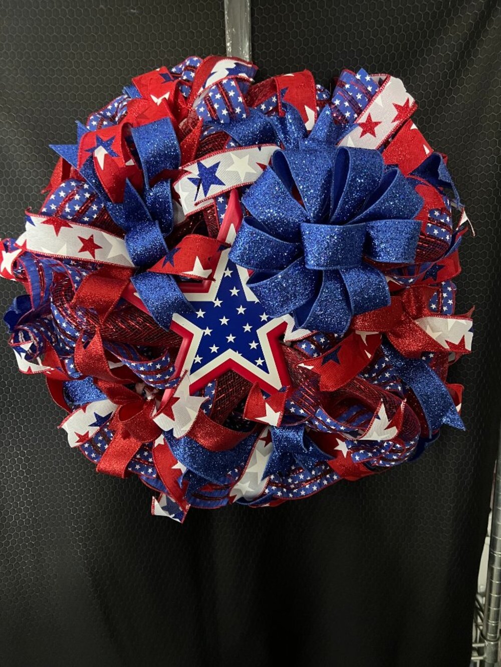 July 4th God Bless America Deco Mesh Wreath
